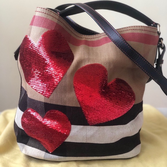 Burberry Handbags - Buberry Ashby Medium Sequin Heart Canvas Bag